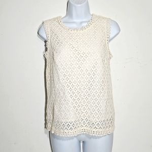 merona cream lace boxy fitted sleeveless pull over top S
